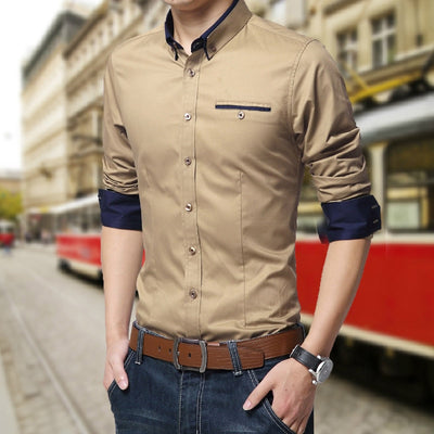 Social Formal shirt Men long Sleeve Shirt Business Slim Office Shirt male Cotton Mens Dress Shirts white 4XL 5XL