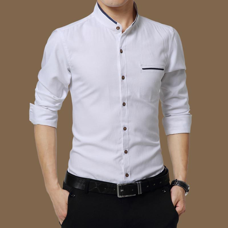 Social Formal shirt Men long Sleeve Shirt Business Slim Office Shirt male Cotton Mens Dress Shirts white 4XL 5XL