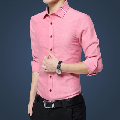 Social Formal shirt Men long Sleeve Shirt Business Slim Office Shirt male Cotton Mens Dress Shirts white 4XL 5XL