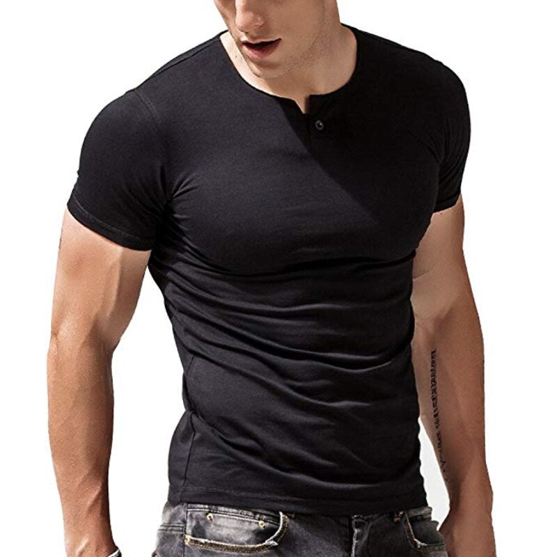 Shirt2 editorify MUSCLE ALIVE men's henley tshirt fitted dress sleeve shirt for men fitted shirts cotton casual bodybuilding fitness t-shirt