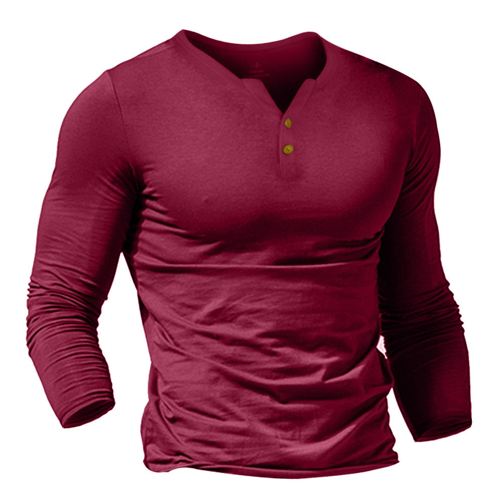 Shirt2 editorify MUSCLE ALIVE men's henley tshirt fitted dress sleeve shirt for men fitted shirts cotton casual bodybuilding fitness t-shirt