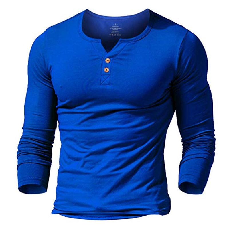 Shirt2 editorify MUSCLE ALIVE men's henley tshirt fitted dress sleeve shirt for men fitted shirts cotton casual bodybuilding fitness t-shirt