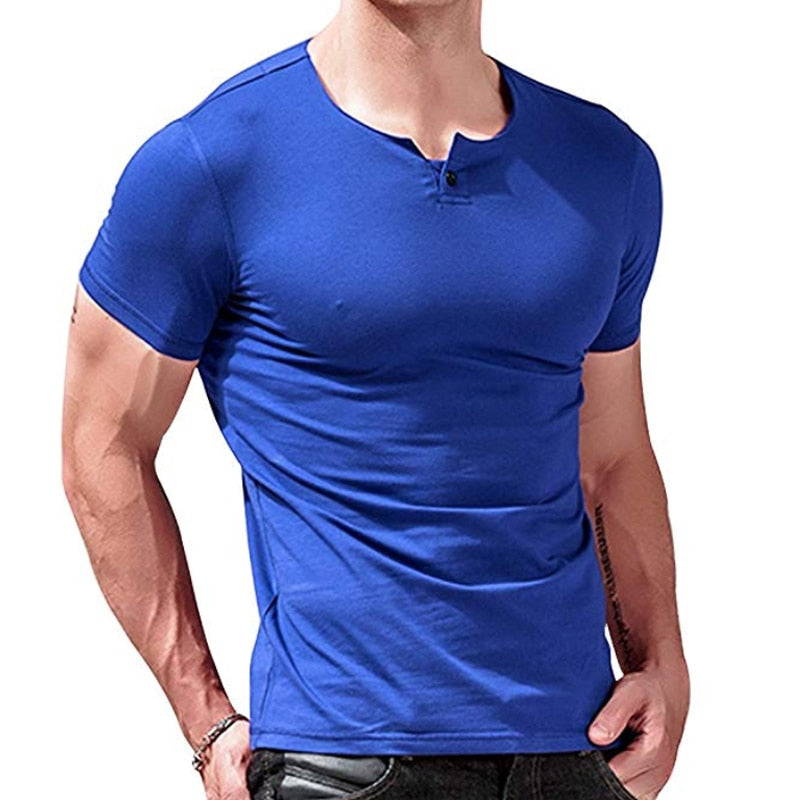 Shirt2 editorify MUSCLE ALIVE men's henley tshirt fitted dress sleeve shirt for men fitted shirts cotton casual bodybuilding fitness t-shirt