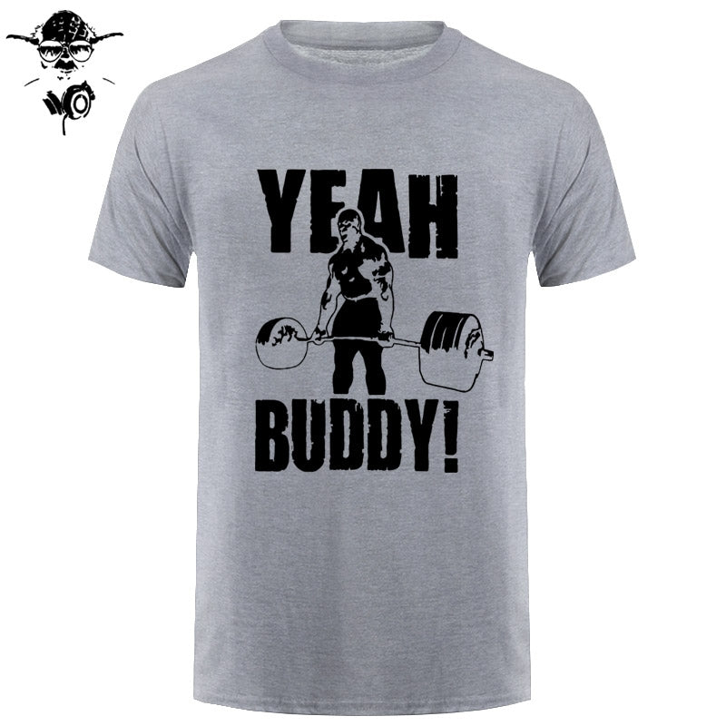 Man T Shirt Yeah Buddy Ronnie Coleman Body Building Casual Short Sleeve Tee Shirt Round Neck clothing 100% Cotton Print T-Shirt