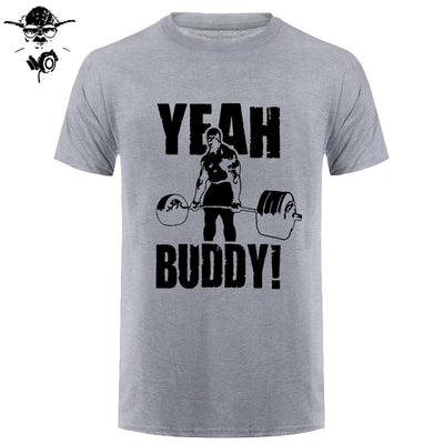 Man T Shirt Yeah Buddy Ronnie Coleman Body Building Casual Short Sleeve Tee Shirt Round Neck clothing 100% Cotton Print T-Shirt