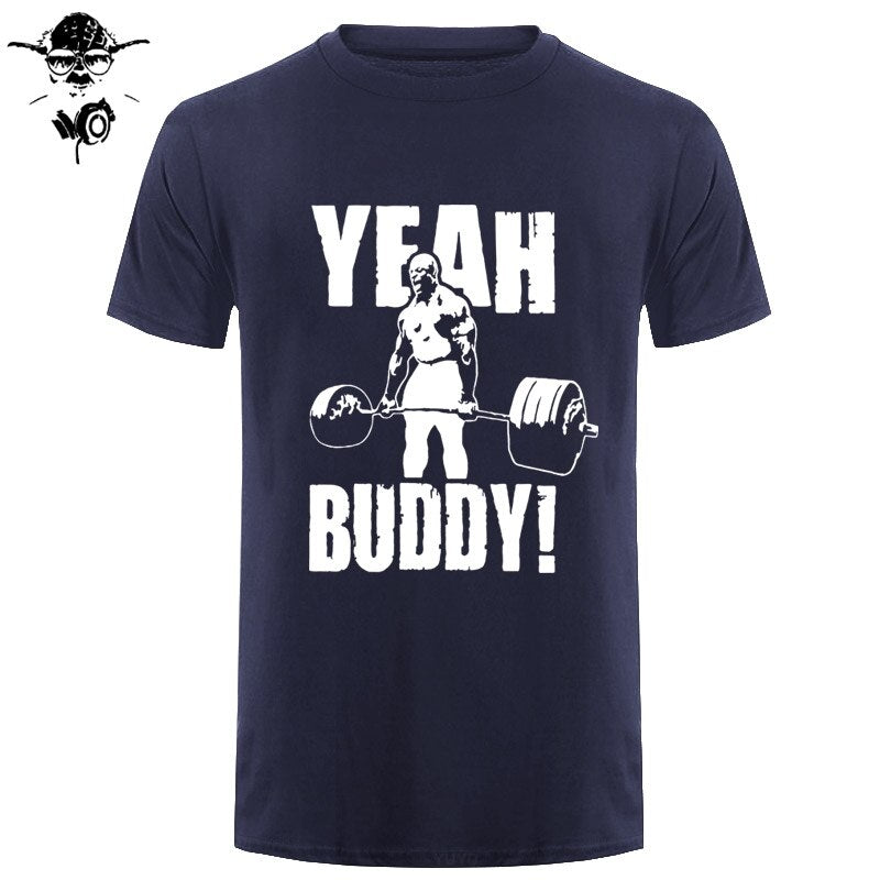 Man T Shirt Yeah Buddy Ronnie Coleman Body Building Casual Short Sleeve Tee Shirt Round Neck clothing 100% Cotton Print T-Shirt
