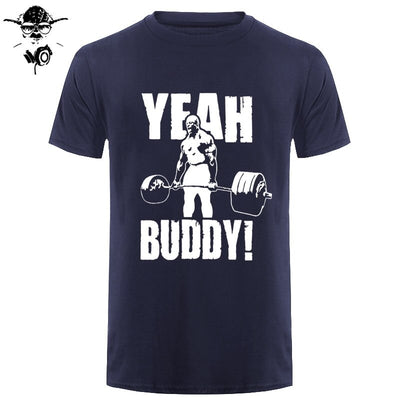 Man T Shirt Yeah Buddy Ronnie Coleman Body Building Casual Short Sleeve Tee Shirt Round Neck clothing 100% Cotton Print T-Shirt