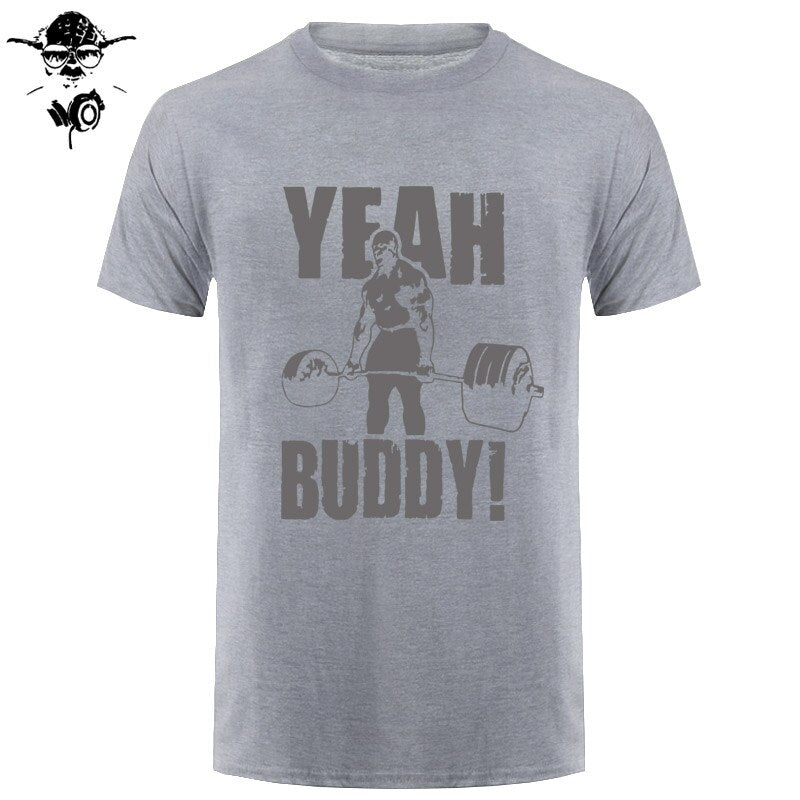 Man T Shirt Yeah Buddy Ronnie Coleman Body Building Casual Short Sleeve Tee Shirt Round Neck clothing 100% Cotton Print T-Shirt