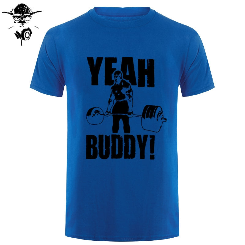 Man T Shirt Yeah Buddy Ronnie Coleman Body Building Casual Short Sleeve Tee Shirt Round Neck clothing 100% Cotton Print T-Shirt