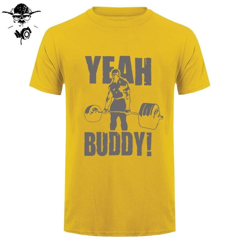 Man T Shirt Yeah Buddy Ronnie Coleman Body Building Casual Short Sleeve Tee Shirt Round Neck clothing 100% Cotton Print T-Shirt