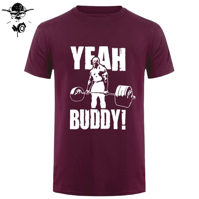 Man T Shirt Yeah Buddy Ronnie Coleman Body Building Casual Short Sleeve Tee Shirt Round Neck clothing 100% Cotton Print T-Shirt