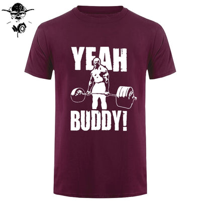 Man T Shirt Yeah Buddy Ronnie Coleman Body Building Casual Short Sleeve Tee Shirt Round Neck clothing 100% Cotton Print T-Shirt