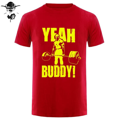 Man T Shirt Yeah Buddy Ronnie Coleman Body Building Casual Short Sleeve Tee Shirt Round Neck clothing 100% Cotton Print T-Shirt