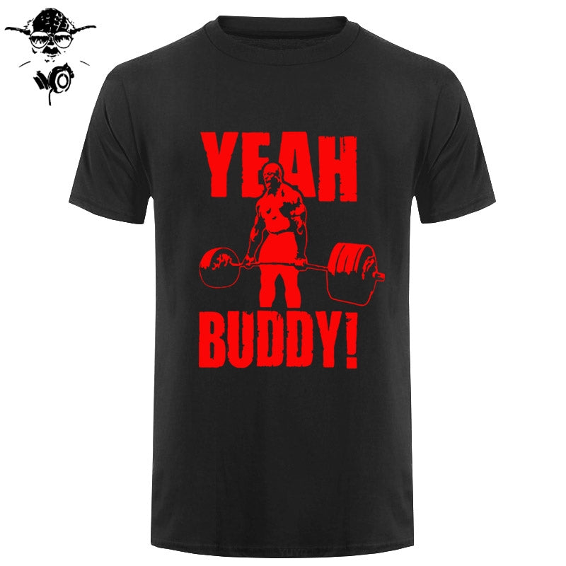 Man T Shirt Yeah Buddy Ronnie Coleman Body Building Casual Short Sleeve Tee Shirt Round Neck clothing 100% Cotton Print T-Shirt