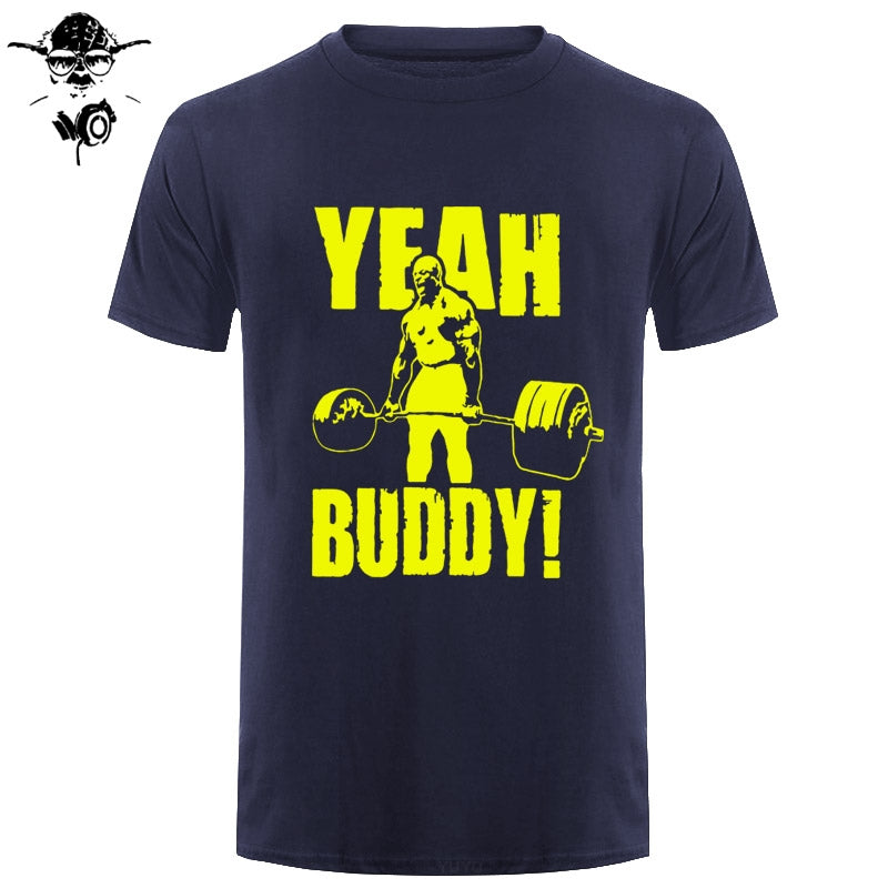 Man T Shirt Yeah Buddy Ronnie Coleman Body Building Casual Short Sleeve Tee Shirt Round Neck clothing 100% Cotton Print T-Shirt