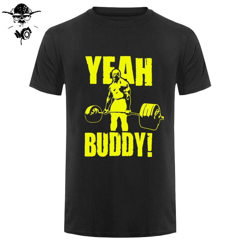 Man T Shirt Yeah Buddy Ronnie Coleman Body Building Casual Short Sleeve Tee Shirt Round Neck clothing 100% Cotton Print T-Shirt