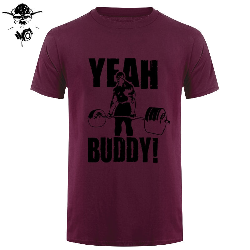 Man T Shirt Yeah Buddy Ronnie Coleman Body Building Casual Short Sleeve Tee Shirt Round Neck clothing 100% Cotton Print T-Shirt
