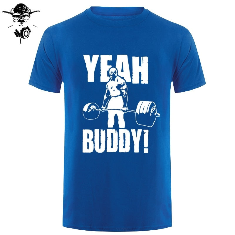 Man T Shirt Yeah Buddy Ronnie Coleman Body Building Casual Short Sleeve Tee Shirt Round Neck clothing 100% Cotton Print T-Shirt