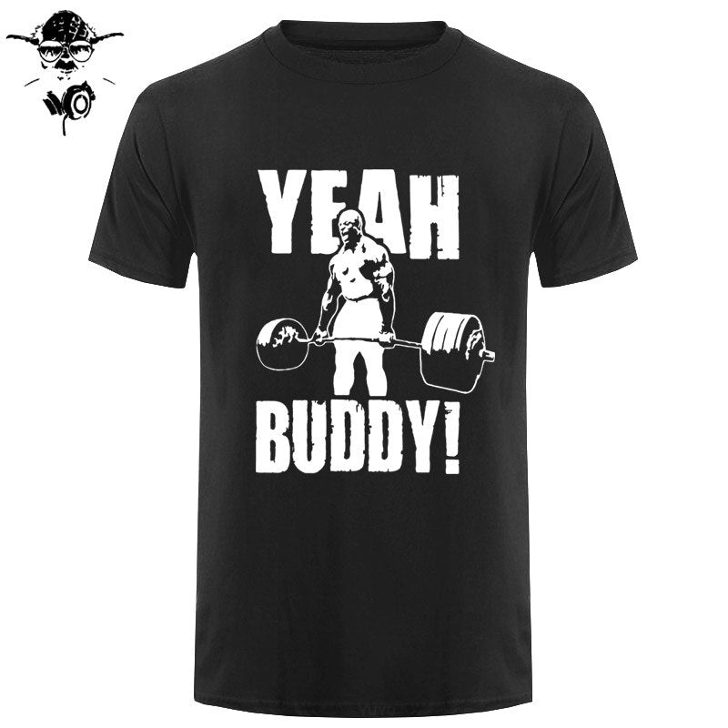 Man T Shirt Yeah Buddy Ronnie Coleman Body Building Casual Short Sleeve Tee Shirt Round Neck clothing 100% Cotton Print T-Shirt