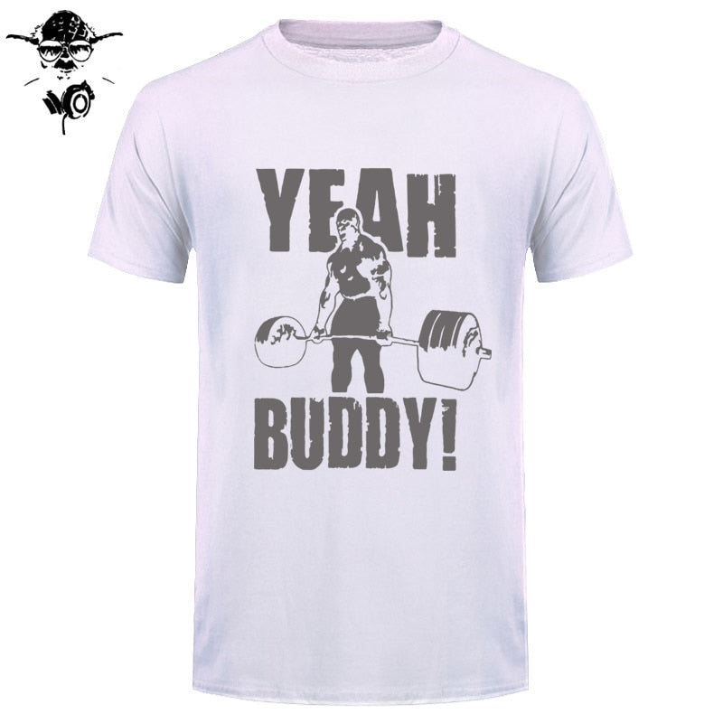 Man T Shirt Yeah Buddy Ronnie Coleman Body Building Casual Short Sleeve Tee Shirt Round Neck clothing 100% Cotton Print T-Shirt