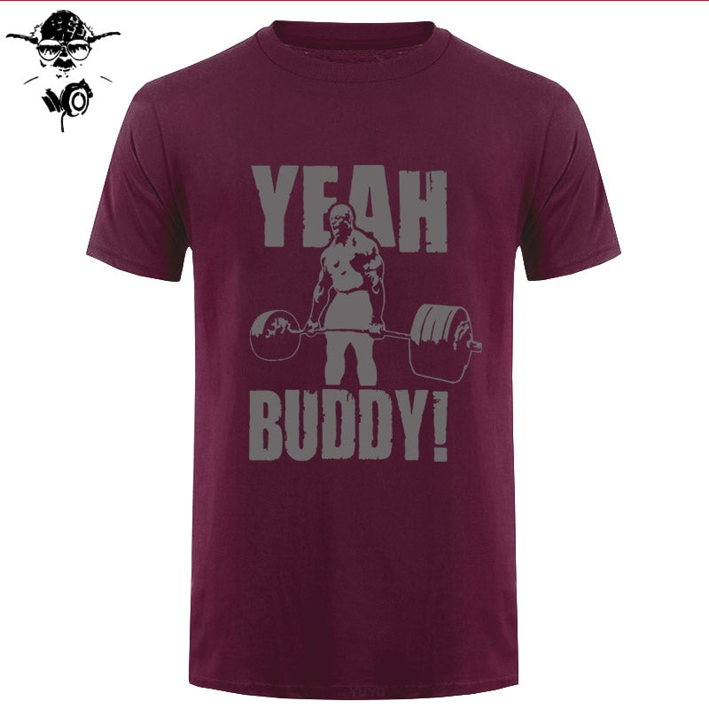 Man T Shirt Yeah Buddy Ronnie Coleman Body Building Casual Short Sleeve Tee Shirt Round Neck clothing 100% Cotton Print T-Shirt