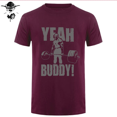 Man T Shirt Yeah Buddy Ronnie Coleman Body Building Casual Short Sleeve Tee Shirt Round Neck clothing 100% Cotton Print T-Shirt