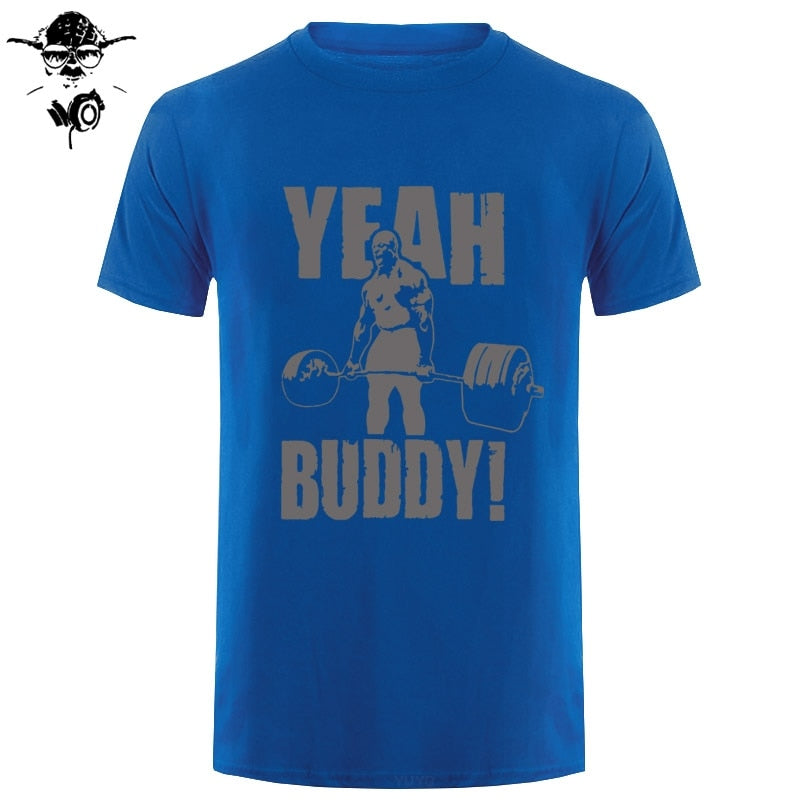 Man T Shirt Yeah Buddy Ronnie Coleman Body Building Casual Short Sleeve Tee Shirt Round Neck clothing 100% Cotton Print T-Shirt