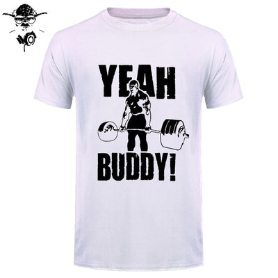 Man T Shirt Yeah Buddy Ronnie Coleman Body Building Casual Short Sleeve Tee Shirt Round Neck clothing 100% Cotton Print T-Shirt