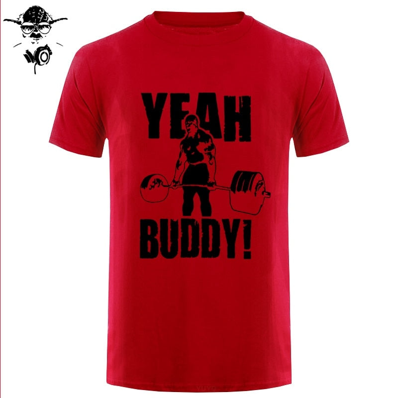 Man T Shirt Yeah Buddy Ronnie Coleman Body Building Casual Short Sleeve Tee Shirt Round Neck clothing 100% Cotton Print T-Shirt