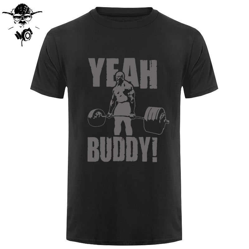 Man T Shirt Yeah Buddy Ronnie Coleman Body Building Casual Short Sleeve Tee Shirt Round Neck clothing 100% Cotton Print T-Shirt