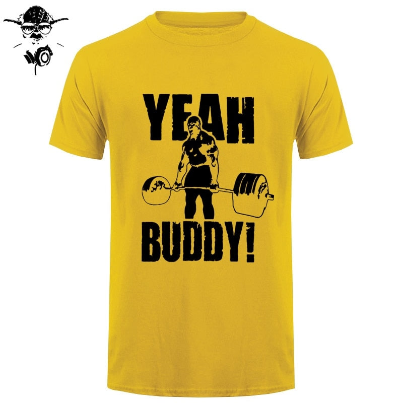 Man T Shirt Yeah Buddy Ronnie Coleman Body Building Casual Short Sleeve Tee Shirt Round Neck clothing 100% Cotton Print T-Shirt