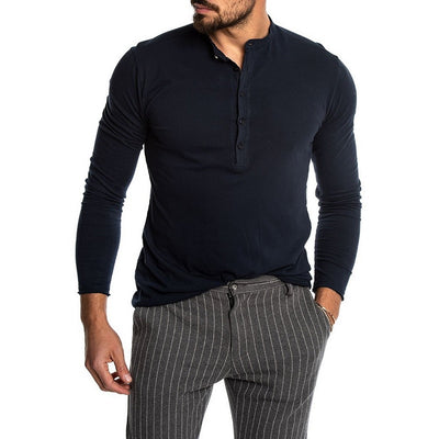 Shirt1 editorify Modish Men Henley Tshirt 2019 Long Sleeve Casual T-shirt Stylish Slim Fit Camiseta Masculina Button Design Men Basic Tops Tees