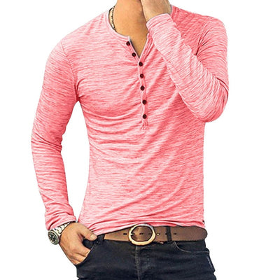 Shirt1 editorify Modish Men Henley Tshirt 2019 Long Sleeve Casual T-shirt Stylish Slim Fit Camiseta Masculina Button Design Men Basic Tops Tees