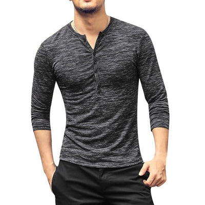 Shirt1 editorify Modish Men Henley Tshirt 2019 Long Sleeve Casual T-shirt Stylish Slim Fit Camiseta Masculina Button Design Men Basic Tops Tees