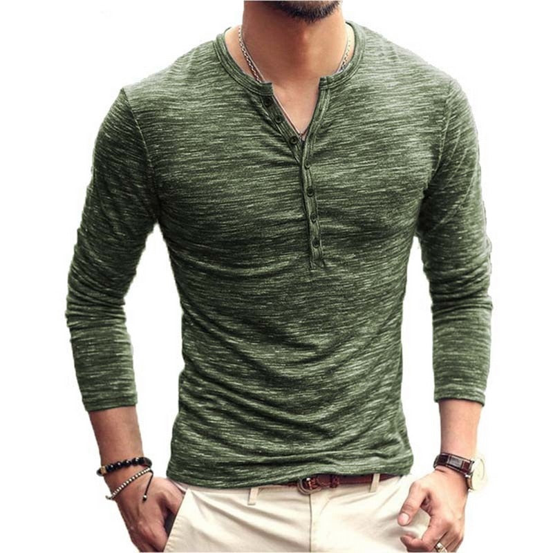 Shirt1 editorify Modish Men Henley Tshirt 2019 Long Sleeve Casual T-shirt Stylish Slim Fit Camiseta Masculina Button Design Men Basic Tops Tees