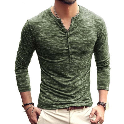 Shirt1 editorify Modish Men Henley Tshirt 2019 Long Sleeve Casual T-shirt Stylish Slim Fit Camiseta Masculina Button Design Men Basic Tops Tees