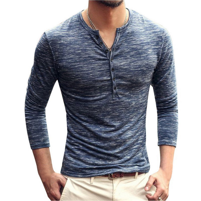 Shirt1 editorify Modish Men Henley Tshirt 2019 Long Sleeve Casual T-shirt Stylish Slim Fit Camiseta Masculina Button Design Men Basic Tops Tees