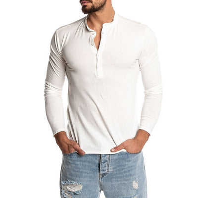 Shirt1 editorify Modish Men Henley Tshirt 2019 Long Sleeve Casual T-shirt Stylish Slim Fit Camiseta Masculina Button Design Men Basic Tops Tees
