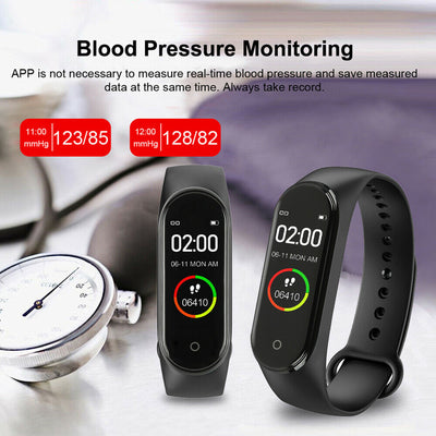 Portable Men's And Women's Waterproof Smart Color Screen M4 Watch Heart Rate Monitor Monitoring Health Tracker Couple watches