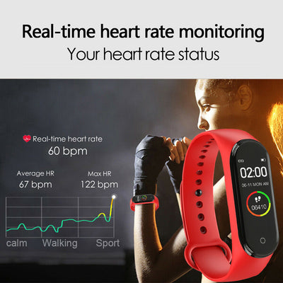 Portable Men's And Women's Waterproof Smart Color Screen M4 Watch Heart Rate Monitor Monitoring Health Tracker Couple watches