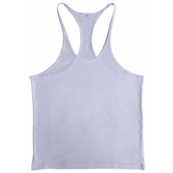 Men Summer Cotton Plain Gym Tank Top Sleeveless T-shirt Workout Bodybuilding Singlet - Black M
