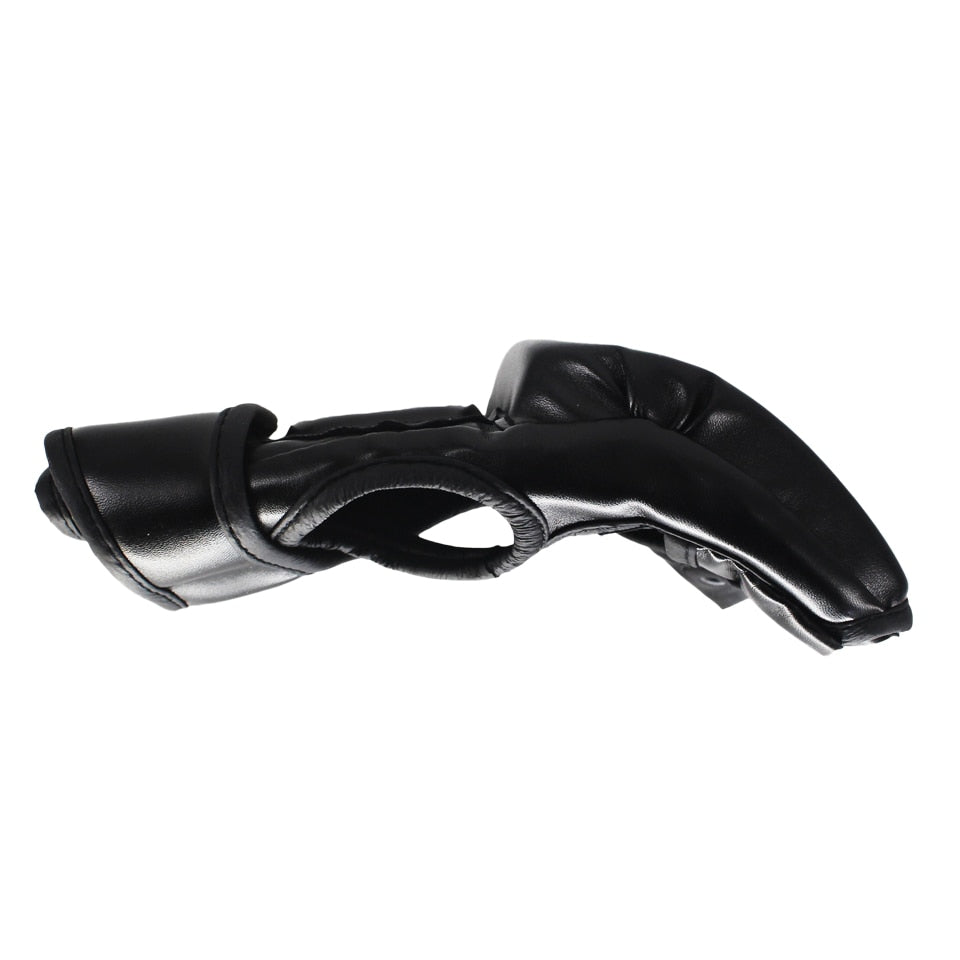 Black Fighting MMA Boxing Sports Leather Gloves