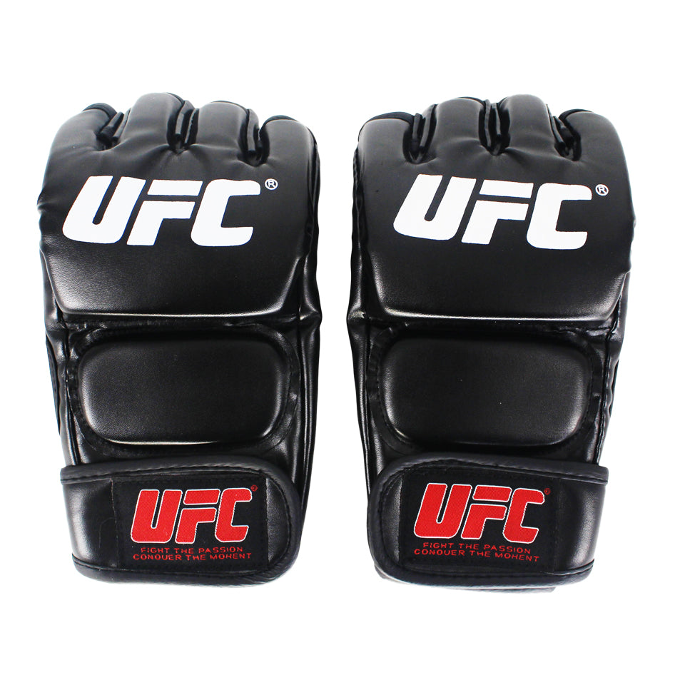 Black Fighting MMA Boxing Sports Leather Gloves