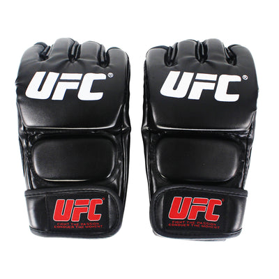Black Fighting MMA Boxing Sports Leather Gloves