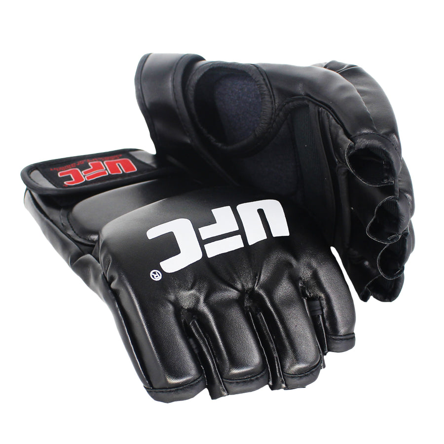 Black Fighting MMA Boxing Sports Leather Gloves