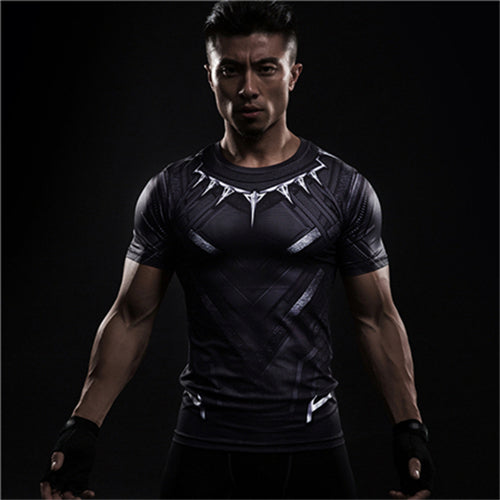 TUNSECHY fashion Compression Shirts Men 3D Printed T-shirts Short Sleeve Fitness Body Building Male Tops Punk Skull Skeleton