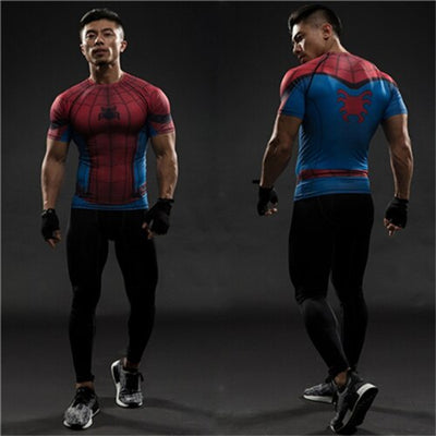 TUNSECHY fashion Compression Shirts Men 3D Printed T-shirts Short Sleeve Fitness Body Building Male Tops Punk Skull Skeleton