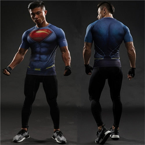 TUNSECHY fashion Compression Shirts Men 3D Printed T-shirts Short Sleeve Fitness Body Building Male Tops Punk Skull Skeleton
