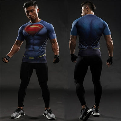 TUNSECHY fashion Compression Shirts Men 3D Printed T-shirts Short Sleeve Fitness Body Building Male Tops Punk Skull Skeleton