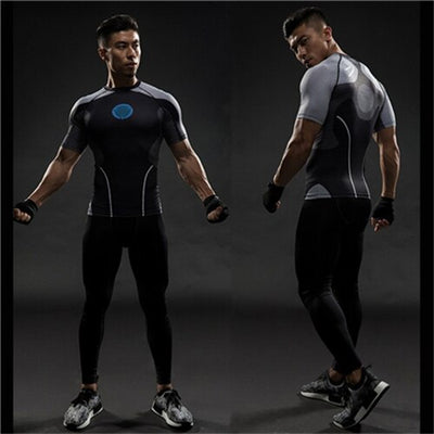 TUNSECHY fashion Compression Shirts Men 3D Printed T-shirts Short Sleeve Fitness Body Building Male Tops Punk Skull Skeleton